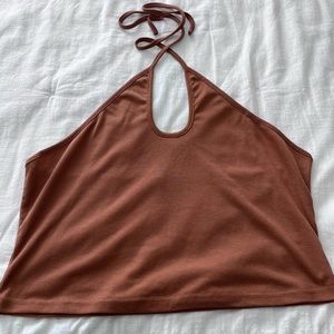 Brown Crop Halter Top